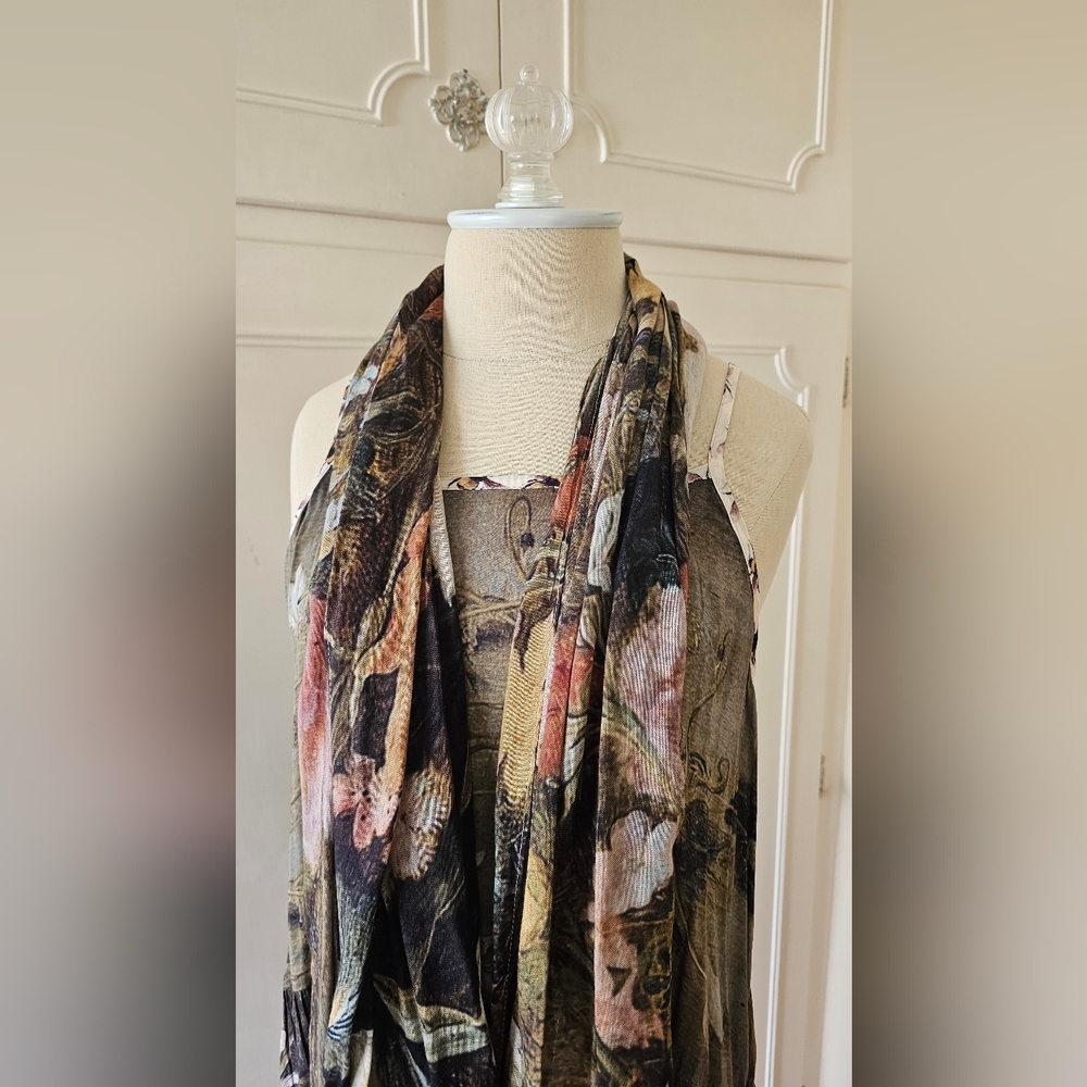 Market of Stars I Dream in Flowers Bohéme Slip Dress and Scarf Size S/M - Picture 9 of 16
